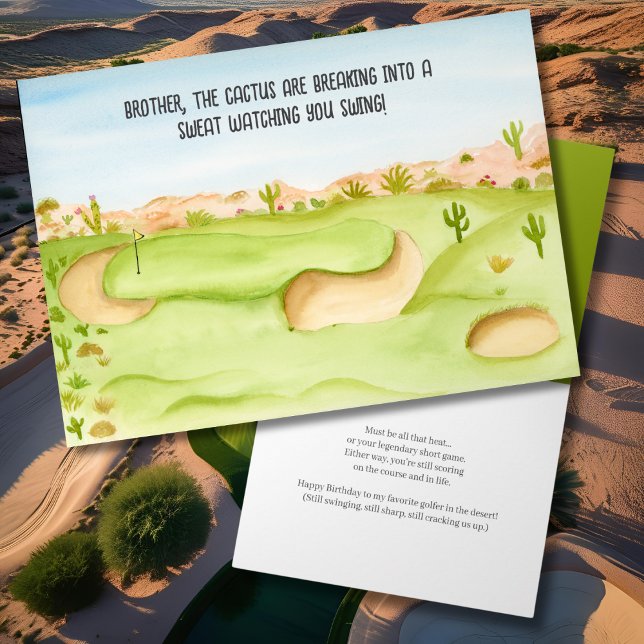 Carte Brother, Birthday Desert Golf Course Aquarelle (Créateur téléchargé)