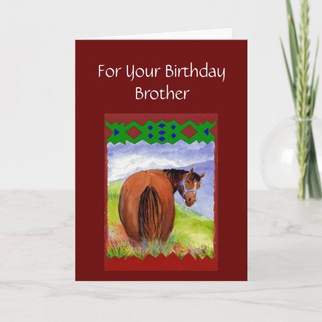 Carte Brother Funny Birthday Wishes Horses (Devant)