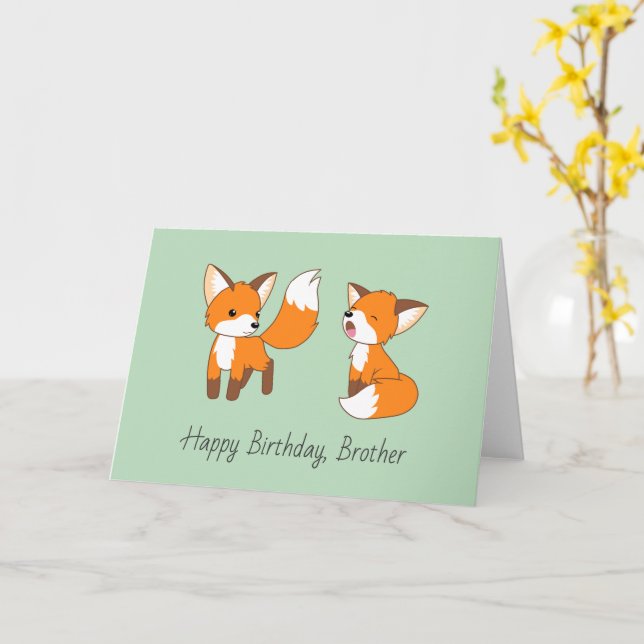 Carte Brothers Birthday - Little Foxes (Fleur jaune)