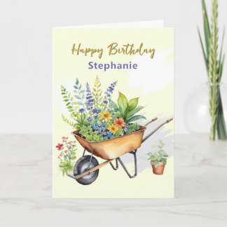 Carte Brouette de jardin personnalisée Joyeux Anniversai