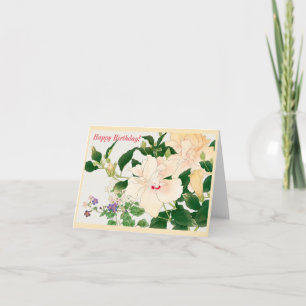 Carte Browallia & fleur ibiscus