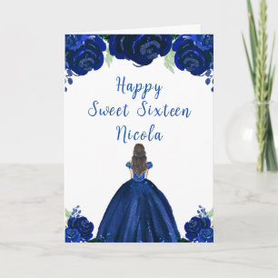 Carte Brown Cheveux Princess Marine Floral Sweet sixteen