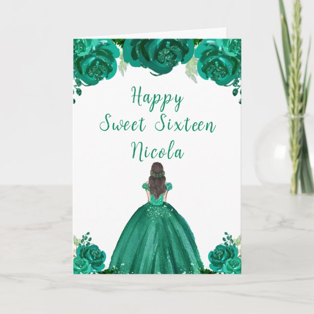Carte Brown Cheveux Princesse Sweet sixteen vert (Devant)