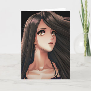 Carte Brown Eyed Brunette Anime Girl   Je Vous Manque