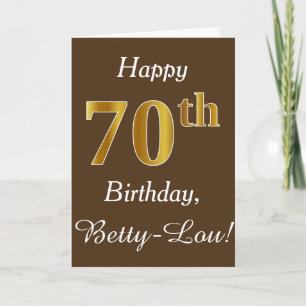 Carte Brown, Faux Gold 70e anniversaire + Nom personnali