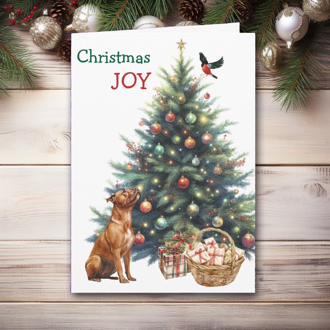 Carte Brown Pit Bull, Bullfinch et Holiday Tree (Créateur téléchargé)