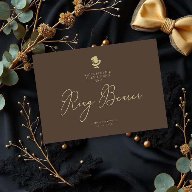 Carte Brown Ring Bearer Chic Wedding Simple Proposal (Brown Ring Bearer Chic Wedding Simple Proposal Card.)