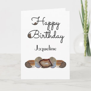 Carte Brown Rock Slice Shell Fossile Blanc Anniversaire 