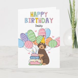 Carte Brown Tan Aussiedoodle Chien Joyeux anniversaire