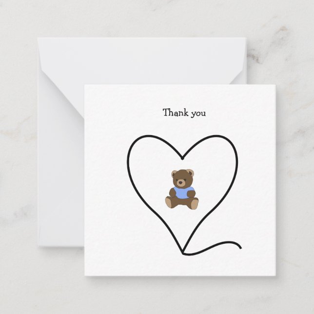 Carte Brown Teddy Bear Mini Thank (Devant)