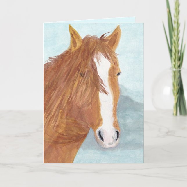Carte Brown Wild Horse Blue Mountain Lake - acrylique. (Devant)