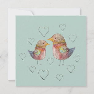 Carte Bruant bleu dans l'amour aquarelle art