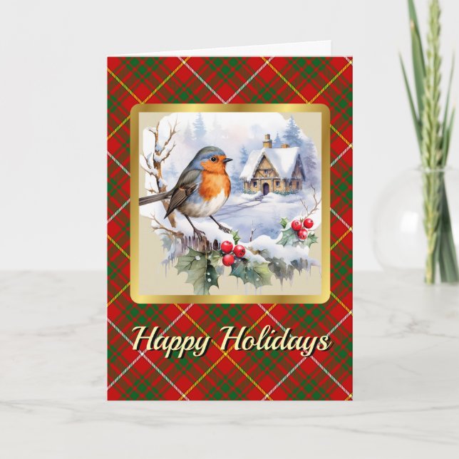 Carte Bruce Tartan avec Robin Personnalisé (Devant)