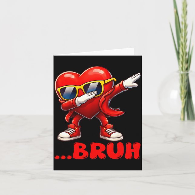 Carte Bruh Dabbing Heart Funny Kids Boys Mens Valentine  (Devant)
