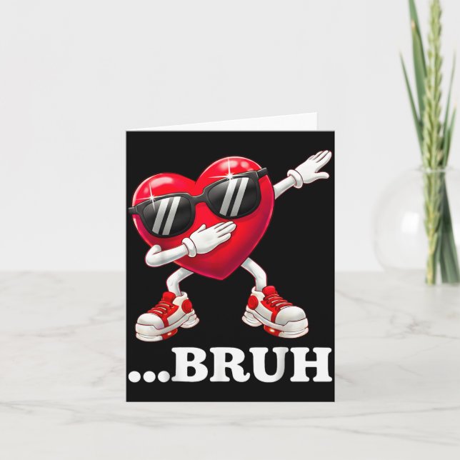 Carte Bruh Dabbing Heart Funny Kids Boys Mens Valentine  (Devant)