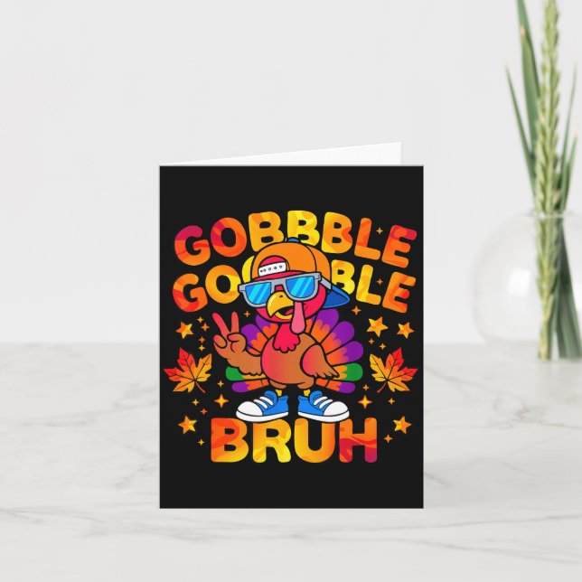 Carte Bruh Funny Thanksgiving Turkey Gobble Outfit Boys  (Devant)