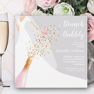 Carte Brunch Bubbly habiller gris nuptiale douche Invita