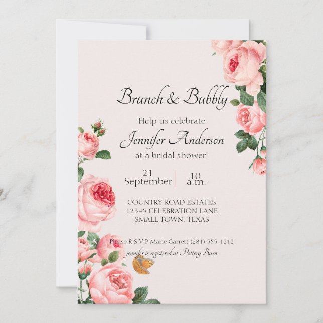 Carte Brunch de Fête des mariées rose vif (Devant)