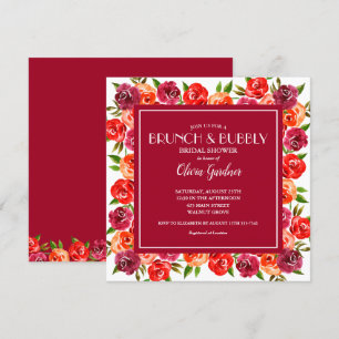 Carte Brunch et Bubbly Aquarelle Fête des mariées floral
