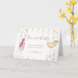 Carte brunch et bulle or et parties scintillant douche n