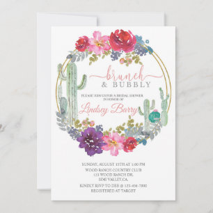 CARTE BRUNCH, FÊTE DES MARIÉES, THÈME DÉSERT, FLORAL