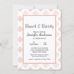 Carte Brunch nuptial Peach Blush Damask