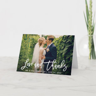 Carte Brush Script Mariage Photo Love Merci Modern Fold