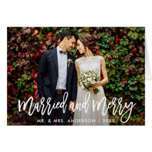Carte Brush Script Married et Merry Fold