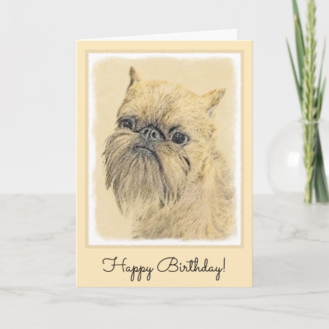 Carte Bruxelles Griffon Peinture - Cute Original Chien A (Devant)