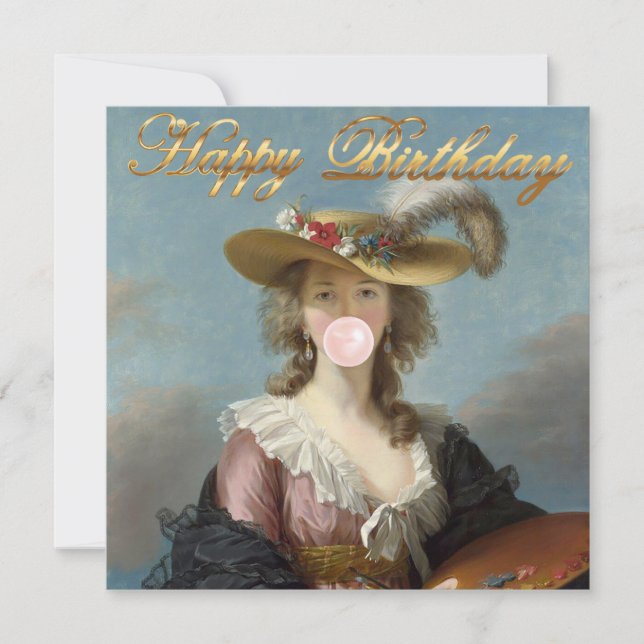 Carte Bubble Gum Diva dans un Casquette de paille (Devant)