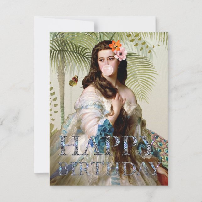 Carte Bubble Gum Diva tropical Joyeux anniversaire (Devant)