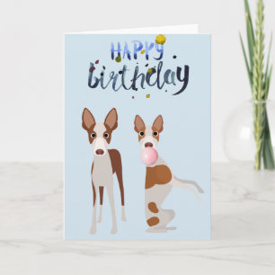 Carte Bubblegum de chien de race Ibizan Hound pour anniv