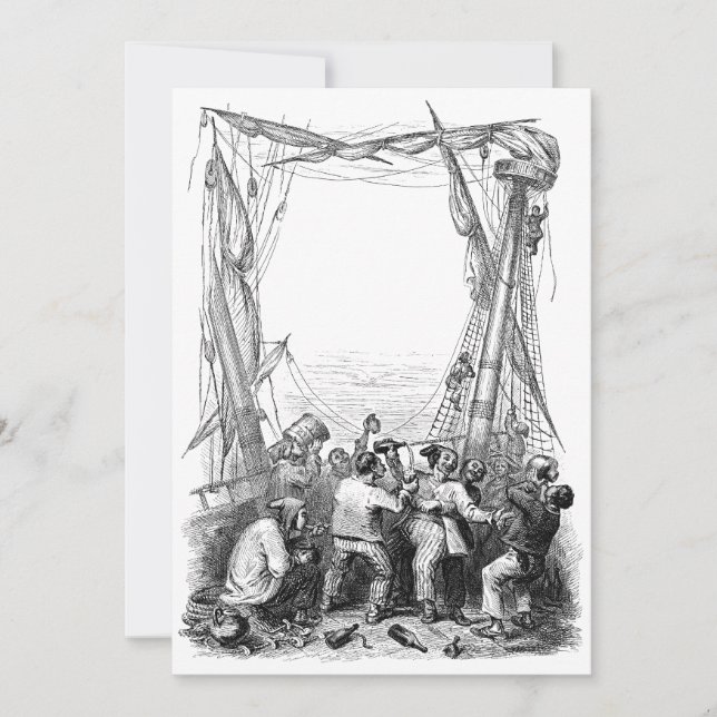 Carte Buccaneers vintages et un navire pirate naufragé (Devant)