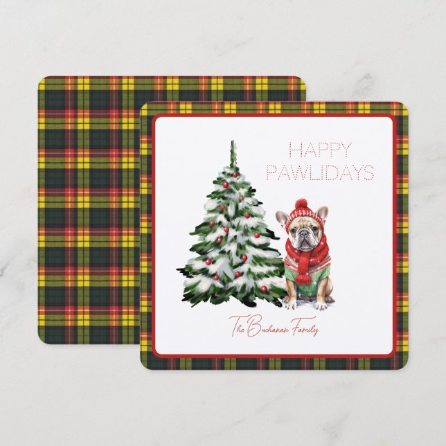 Carte Buchanan moderne Tartan Joyeux Chien de Pawlidays (Devant / Derrière)