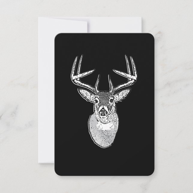 Carte Buck sur noir design White Tail Deer (Devant)