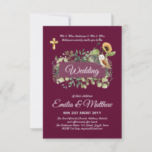 Carte BUDGET All-in-1 Mariage catholique Floral Owl Feui
