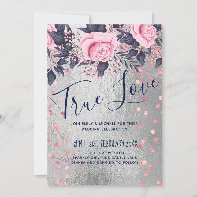 Carte BUDGET Argent Rosegold Marine Mariage métallique r (Devant)