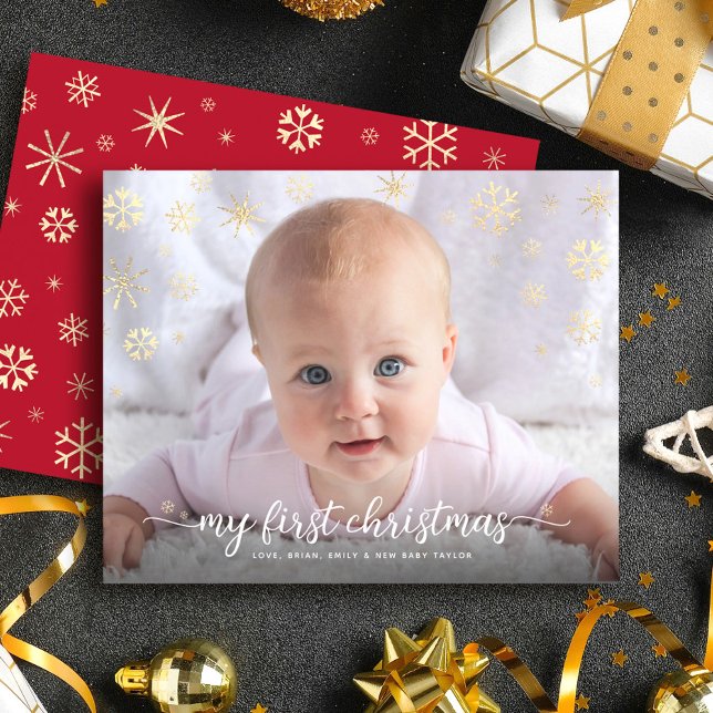 Carte Budget Baby Photo First Christmas Snowflakes (Créateur téléchargé)
