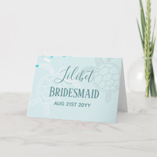 Carte BUDGET Bridesmaid Fête de mariage cadeaux SEA TURT