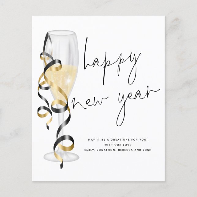 Carte Budget Champagne Flute Bonne Année (Devant)