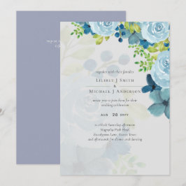Carte Budget Dusty Blue Flowers Sage Mariage