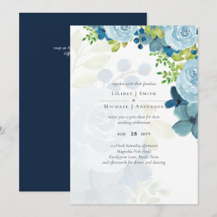 Carte Budget Dusty Blue Flowers Sage Mariage