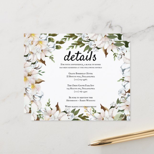 Carte Budget/Elégante Détails Mariage. Invitation (Devant/Arrière en situation)