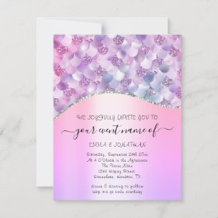 Carte Budget Floral QR Code rose Holographique Sirène
