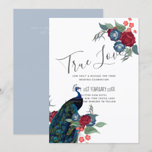 Carte Budget Mariage de automne d'hiver Peacock Bleu Bou