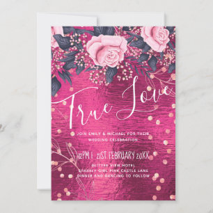 Carte Budget Mariage Metallo Look Rosegold rose Floral