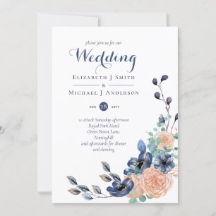 Carte Budget Marine Corail bleu Corail Floral Mariage In