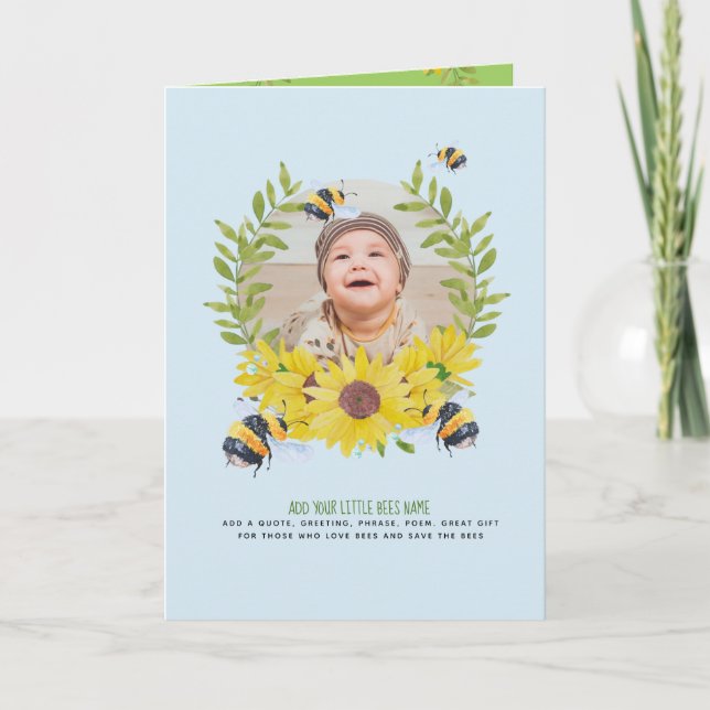 Carte BUDGET Nouveau Bébé photo cadeaux Bees tournesols (Devant)