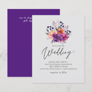 Carte BUDGET Purple Orange Floral Mariage Inviter