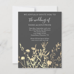 Carte Budget QR CODE Floral Meadow Gold Grey